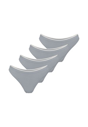 Grijze katoenen bikiniondergoedset met een low-rise ontwerp, een gladde textuur en contrasterende witte elastische rand langs de tailleband.