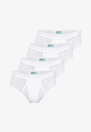 Witte katoenen boxershorts met een effen ontwerp, elastische tailleband en een snug fit. Set van vier, zonder patronen of accenten.
