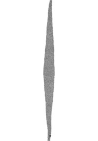 Écharpe en tricot gris, design allongé, finition texturée, se rétrécissant de large à étroit, unie sans motifs ni accents.