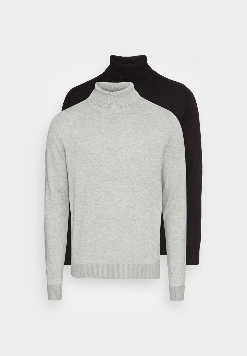 Herren Strickjacken | Jack & Jones JJEEMIL ROLL NECK 2PACK Strickpullover black/hellgrau - QA05891 Herren Strickjacken | Jack & Jones JJEEMIL ROLL NECK 2PACK Strickpullover black/hellgrau - QA05891