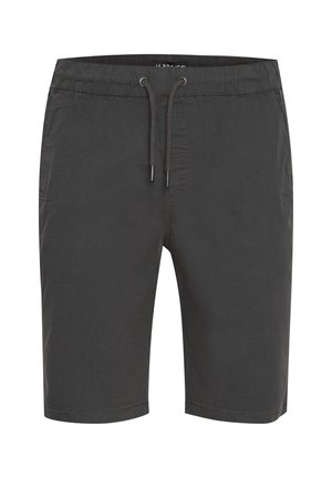 Dunkelgraue Badehose aus leichtem Material, mit einem elastischen Bund und Kordelzug sowie Seitentaschen.