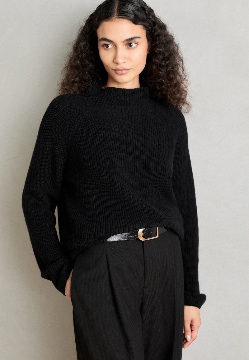 Marc O'Polo LONGSLEEVE STAND UP COLLAR - Džemperis - black
