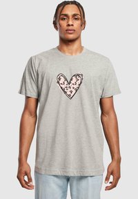 Merchcode VALENTINES DAY - LEOPARD HEART ROUND NE - T-shirt print - heather grey
