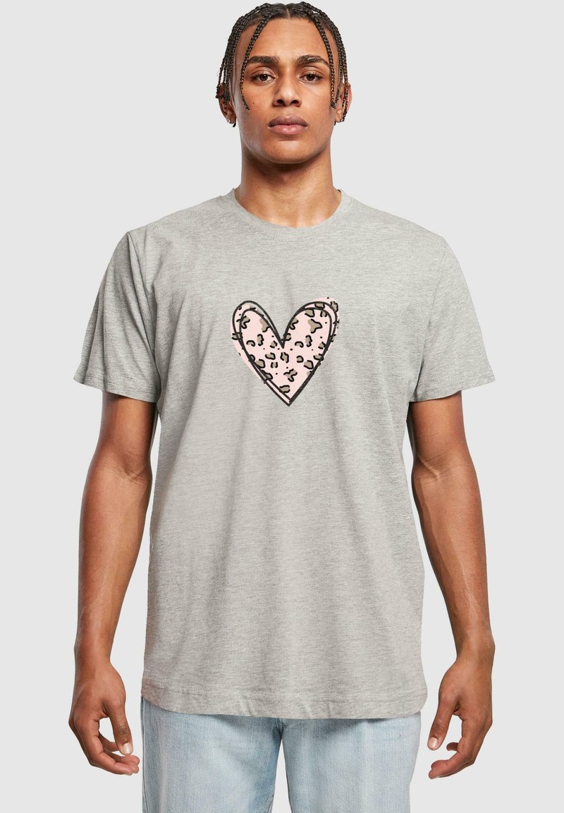 Merchcode VALENTINES DAY - LEOPARD HEART ROUND NE - T-shirt print - heather grey
