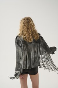 Gestuz JAGGY - Giacca di pelle - faded black
