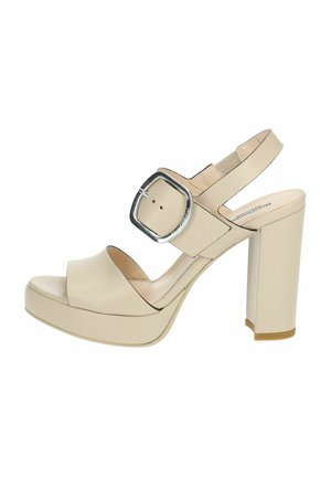 Sandali con tacco - nappa lino poli plato ric