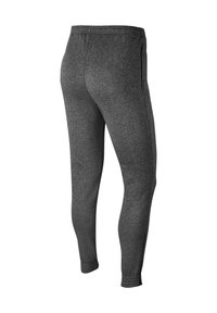 Grijze sportbroek van zachte stof, met een aansluitend ontwerp, elastische tailleband en taps toelopende benen met boorden bij de enkels.
