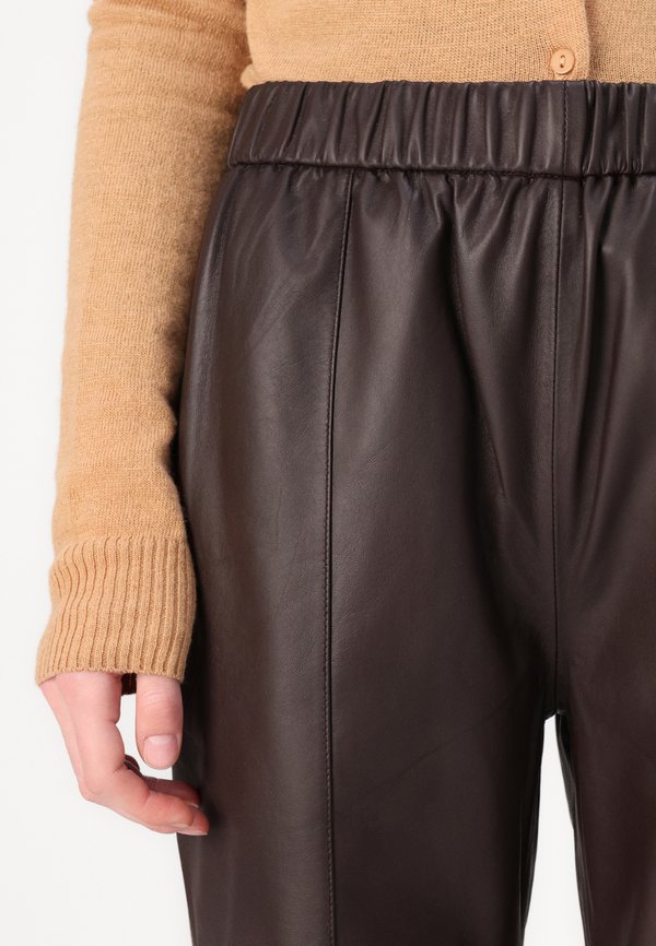 JIMONE - Leather trousers - chocolate plum3