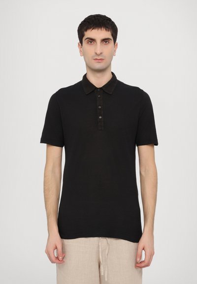 120% Lino SHORT SLEEVES - Polo - black solid