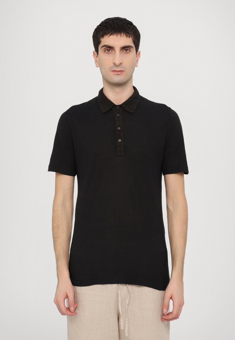 120% Lino SHORT SLEEVES - Polo - black solid