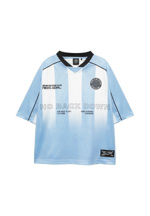PULL&BEAR, STRIPED BOXY STWD NEW YORK - T-SHIRT - T-shirt imprimé - mottled light blue