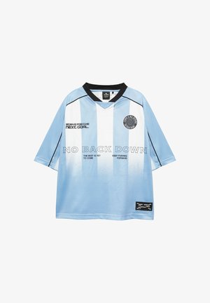 PULL&BEAR, STRIPED BOXY STWD NEW YORK - T-SHIRT - T-shirt imprimé - mottled light blue