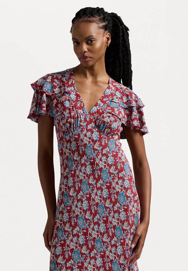 FLORAL PRINT SILK DRESS - Cocktail dress / Party dress - retro garden