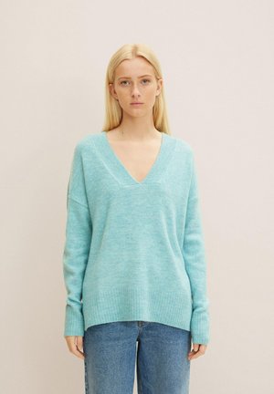 COSY V-NECK - Jumper - reef blue melange