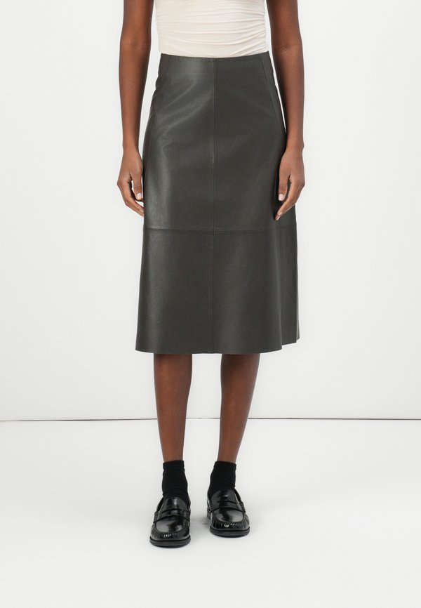MARVIN - Leather skirt - turkish coffee