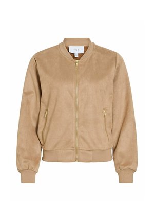 VILA, BOMBER JACKET VIHANSE ZIPPER - Mikina so zipsom - beige