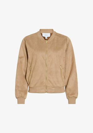 VILA, BOMBER JACKET VIHANSE ZIPPER - Sweater met rits - beige