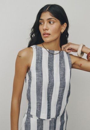 Next, Bluse - blue ecru stripe