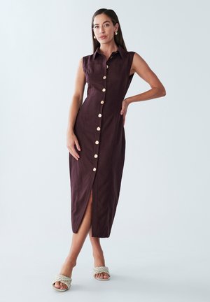 BWLDR STASSI LINEN DRESS - Shirt dress - chocolate