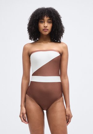 Badedragt - brown/off-white