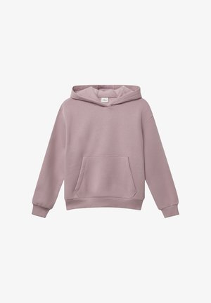 Hūdija gaiši rozā krāsā, izgatavota no mīkstas materiāla. Ar priekšējo kabatu, ribotām piedurknēm un apakšmalu. Dizains ir brīvs fit.