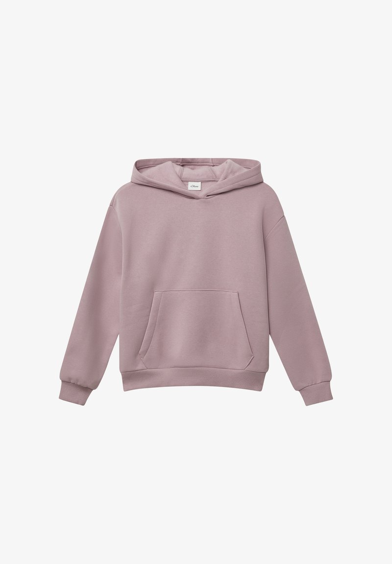 Hooded sweatshirt v svetlo roza barvi, izdelan iz mehkih materialov. Ima sprednji žep, rebraste manšete in rob. Oblikovan je v udobnem kroju.