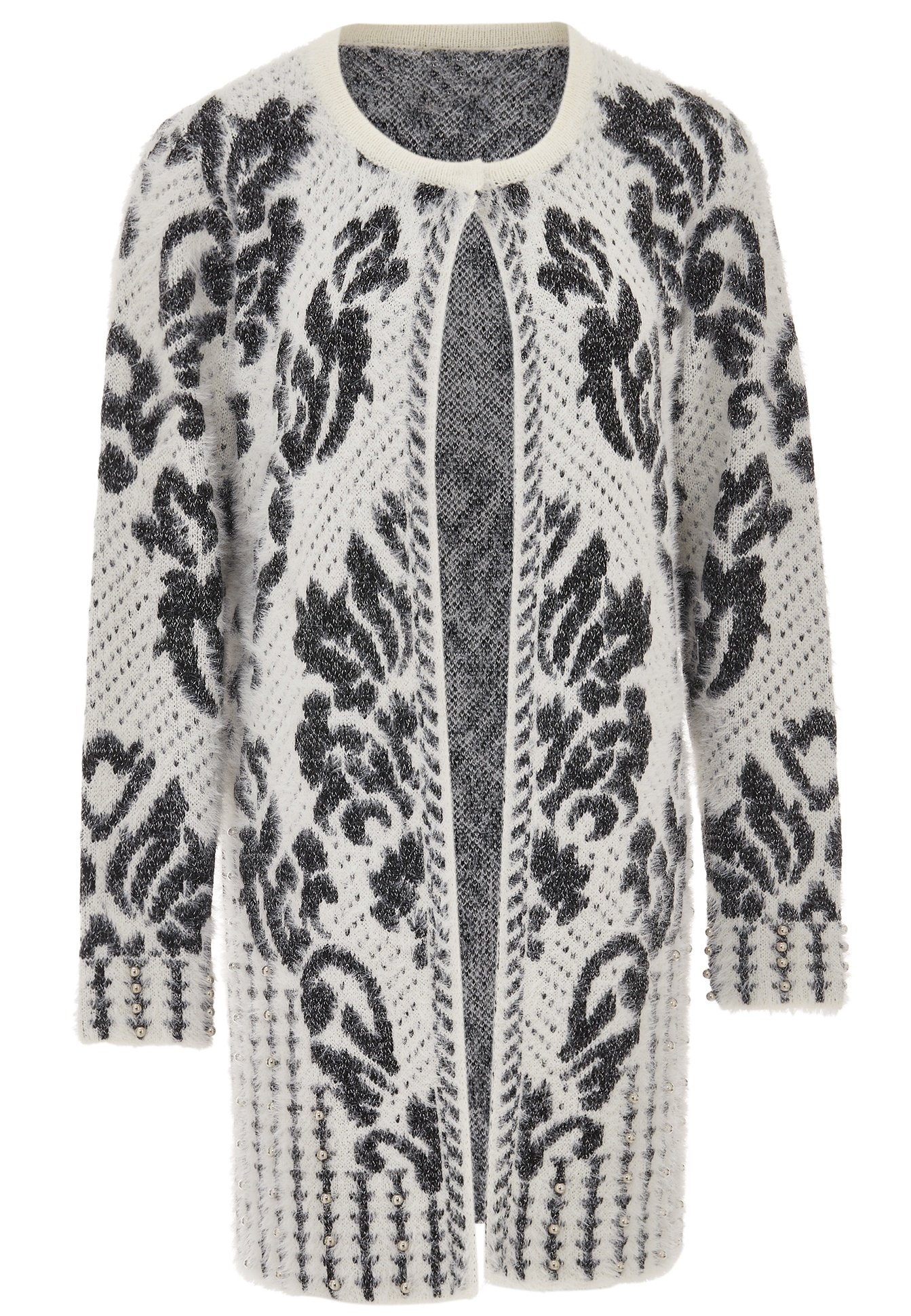 faina Strickjacke wollweiss schwarz/weiß Zalando