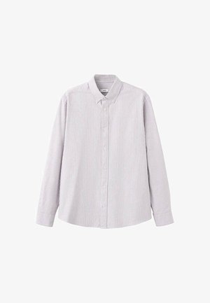 Langærmet skjorte i lysegrå med lodrette hvide striber. Har en spids krave og knapmanchetter. Lavet af blødt stof.