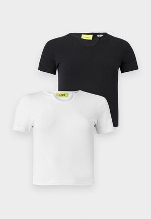BABY SPLIT V NECK 2 PACK - Osnovna majica kratkih rukava - black/bright white