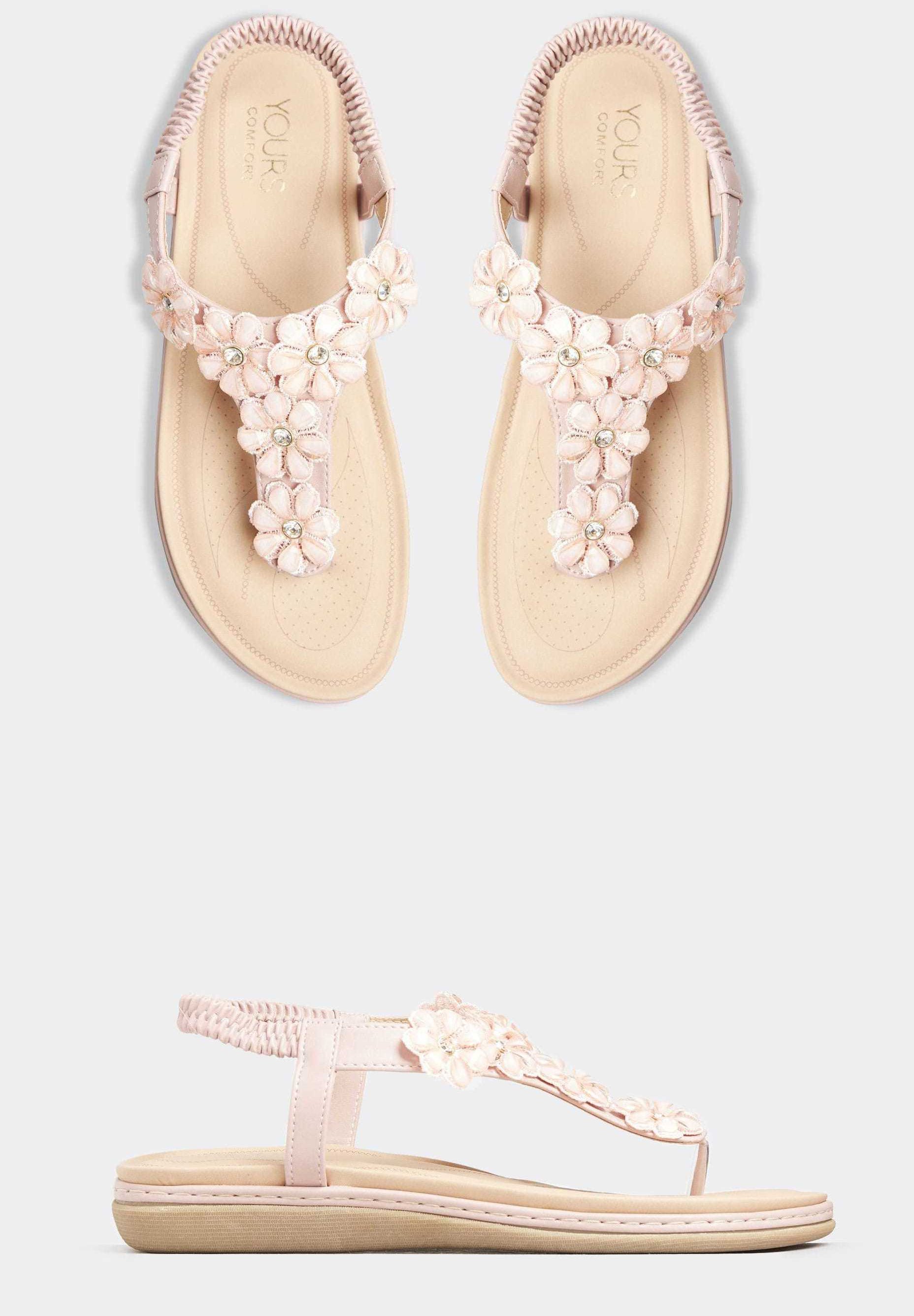 wide fit pink sandals uk