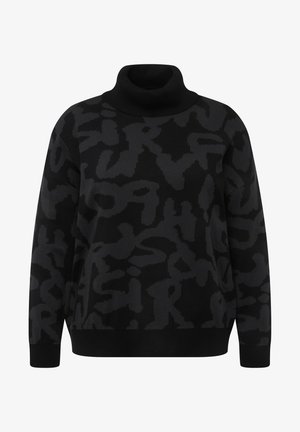 Czarny sweter z golfem z teksturowanym wzorem w różnych odcieniach czerni. Luźny krój z długimi rękawami i ściągaczem na dole.