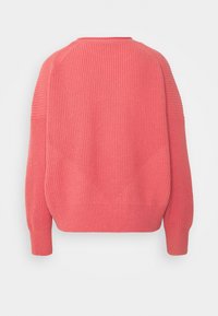 Maglione a maglia corallo con texture a coste, maniche raglan e scollo arrotondato, dotato di una vestibilità comoda e orlo corto.