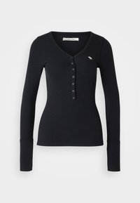 Abercrombie & Fitch LONG SLEEVE ICON HENLEY - Langarmshirt - black ...