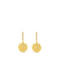 SHELL PAVE HUGGIE HOOP - Fülbevalók - gold-coloured