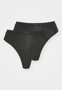 Zwarte katoenen stringonderbroek, met een fijne textuur, elastische tailleband met logo en lichtgewicht ontwerp. Twee paar inbegrepen.