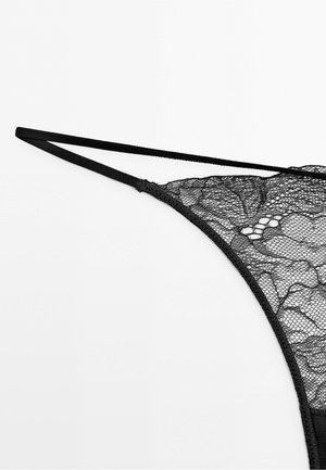 Massimo Dutti, WAVY-TRIM LACE THONG - Tanga - black
