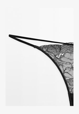 Massimo Dutti, WAVY-TRIM LACE THONG - Tanga - black