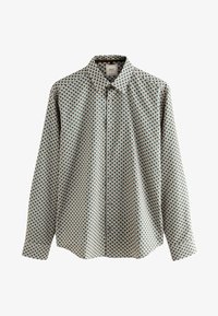 Selectat, white teal blue geometric