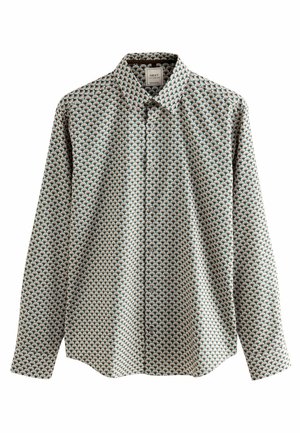 LONG SLEEVE SINGLE CUFF PRINTED EASY CARE REGULAR FIT - Hemd - white teal blue geometric