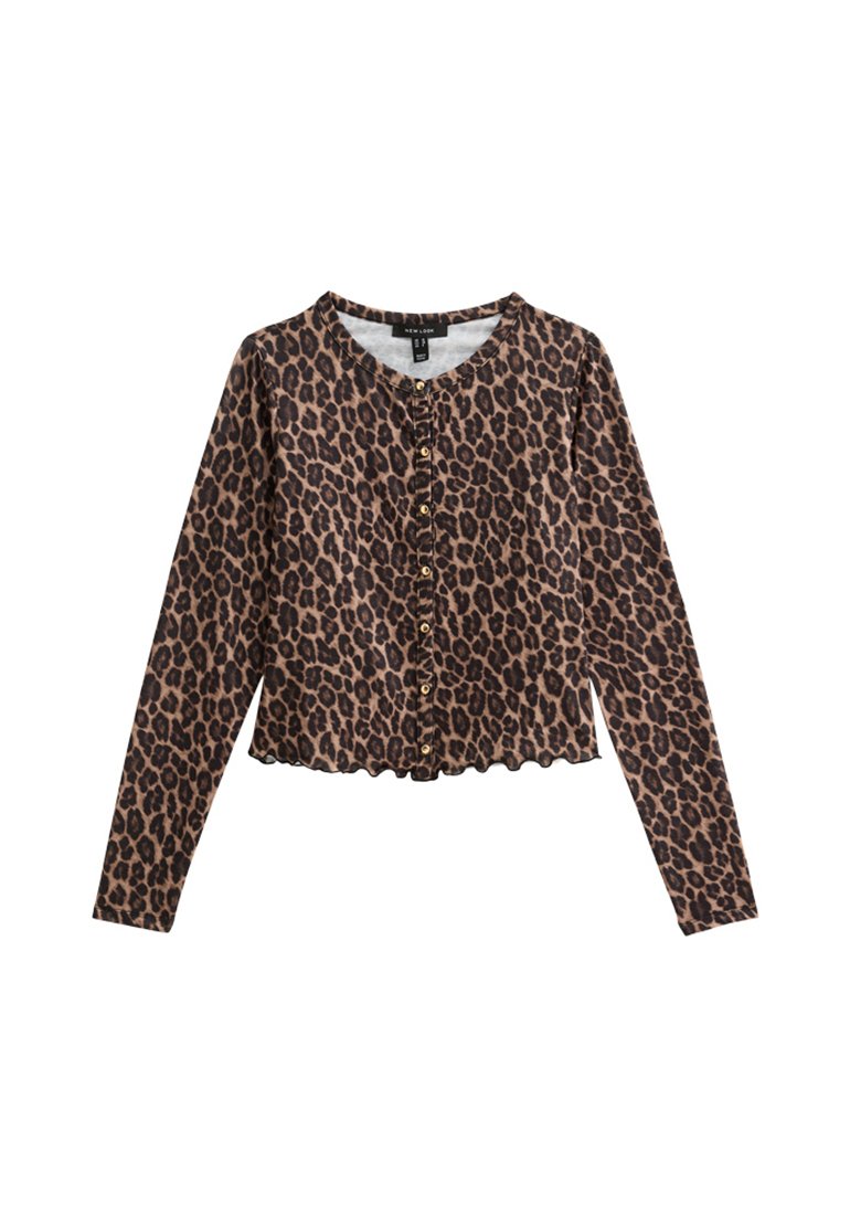 HAXQL Dames Luipaard Tijgerprint Vest - Dierenprint V-hals Lange Mouw Trui Jas
