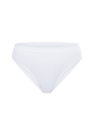 Witte geribde bikini onderkant met een middelhoge taille en gladde randen, met een naadloos ontwerp voor comfort en een strakke pasvorm.