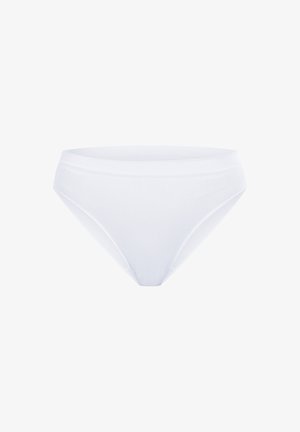 Witte geribde bikini onderkant met een middelhoge taille en gladde randen, met een naadloos ontwerp voor comfort en een strakke pasvorm.