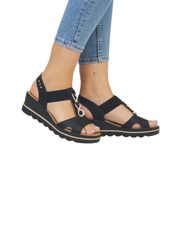 Plateausandalette - schwarz