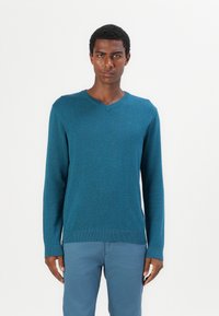 TOM TAILOR BASIC V NECK - Džemperis - dark aqua melange