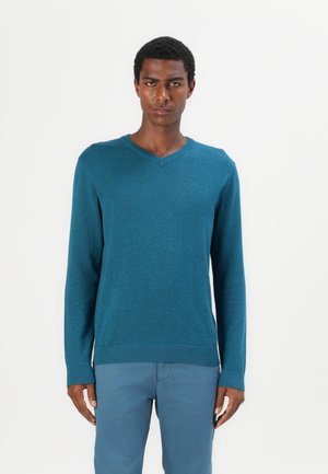 BASIC V NECK - Džemperis - dark aqua melange