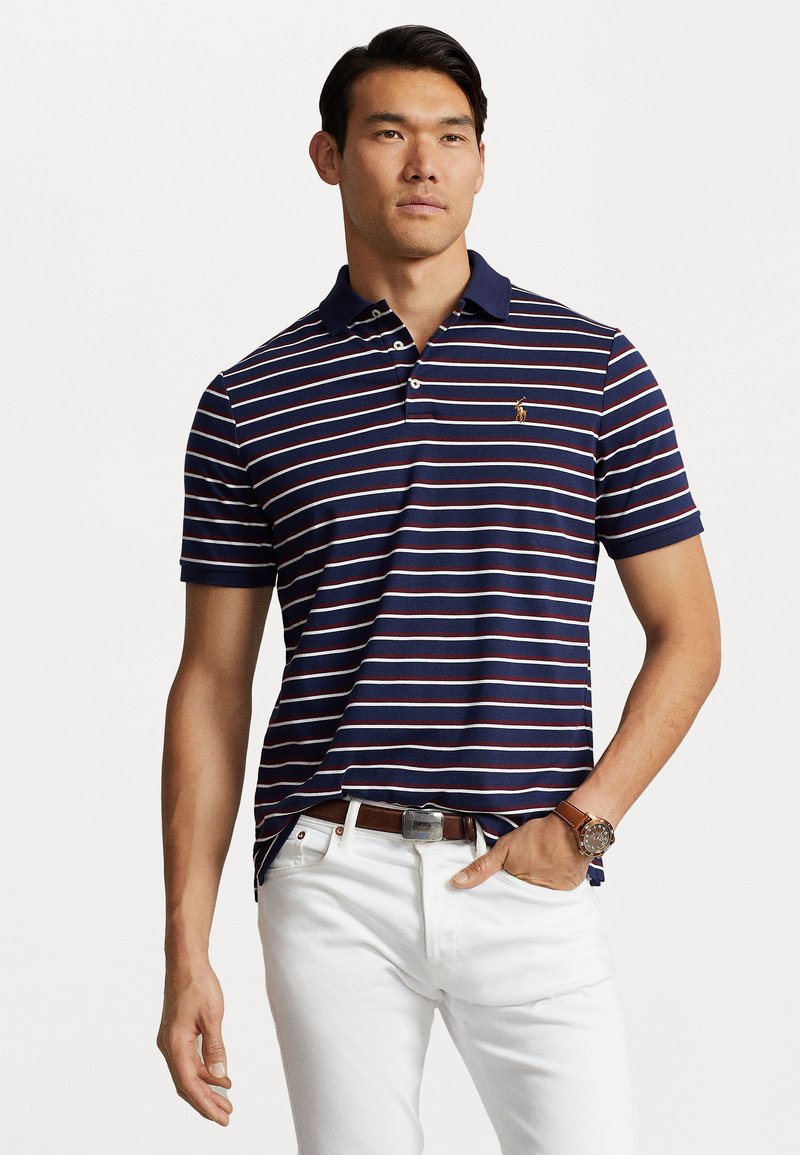 POLO RALPH LAUREN Multi-border short sleeve open collar linen shirt box shirt men's L equivalent linen blue type Vintage Second Hand