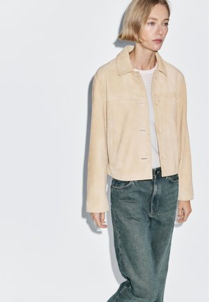 Massimo Dutti SHORT - Kožená bunda - beige