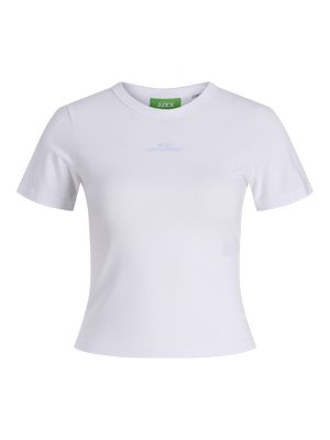T-shirt bianco in cotone a maniche corte, con scollatura rotonda e lettering blu "CUTE BUT PSYCHO" sul petto. Texture morbida e vestibilità slim.