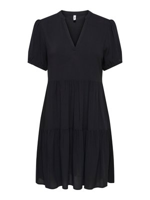 ONLY NORMAL GESCHNITTEN V-AUSSCHNITT ELASTISCHE BÜNDCHEN KURZES  - Denní šaty - black