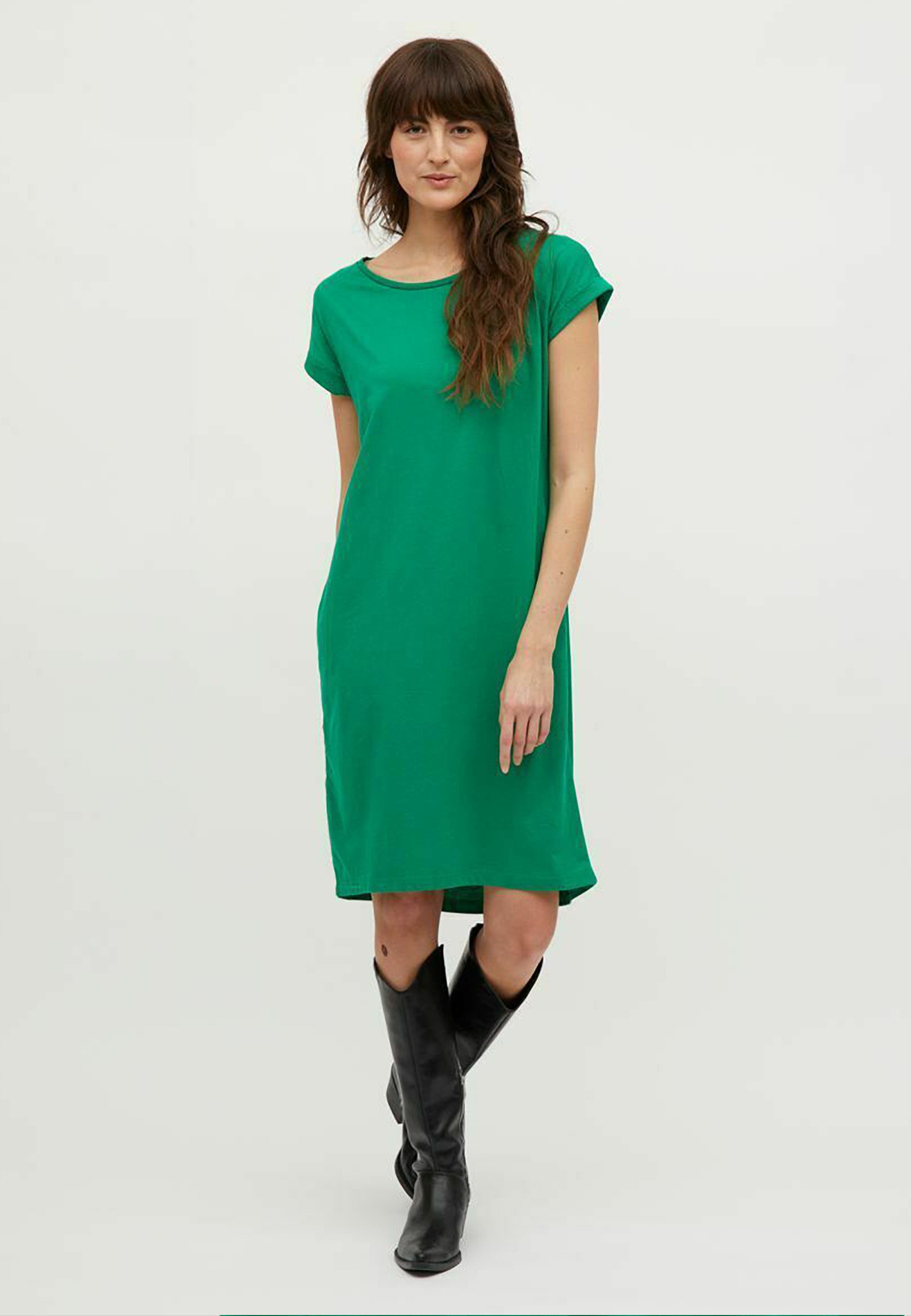 VILA VIDREAMERS KNEE NOOS - Jersey dress - amazon/green